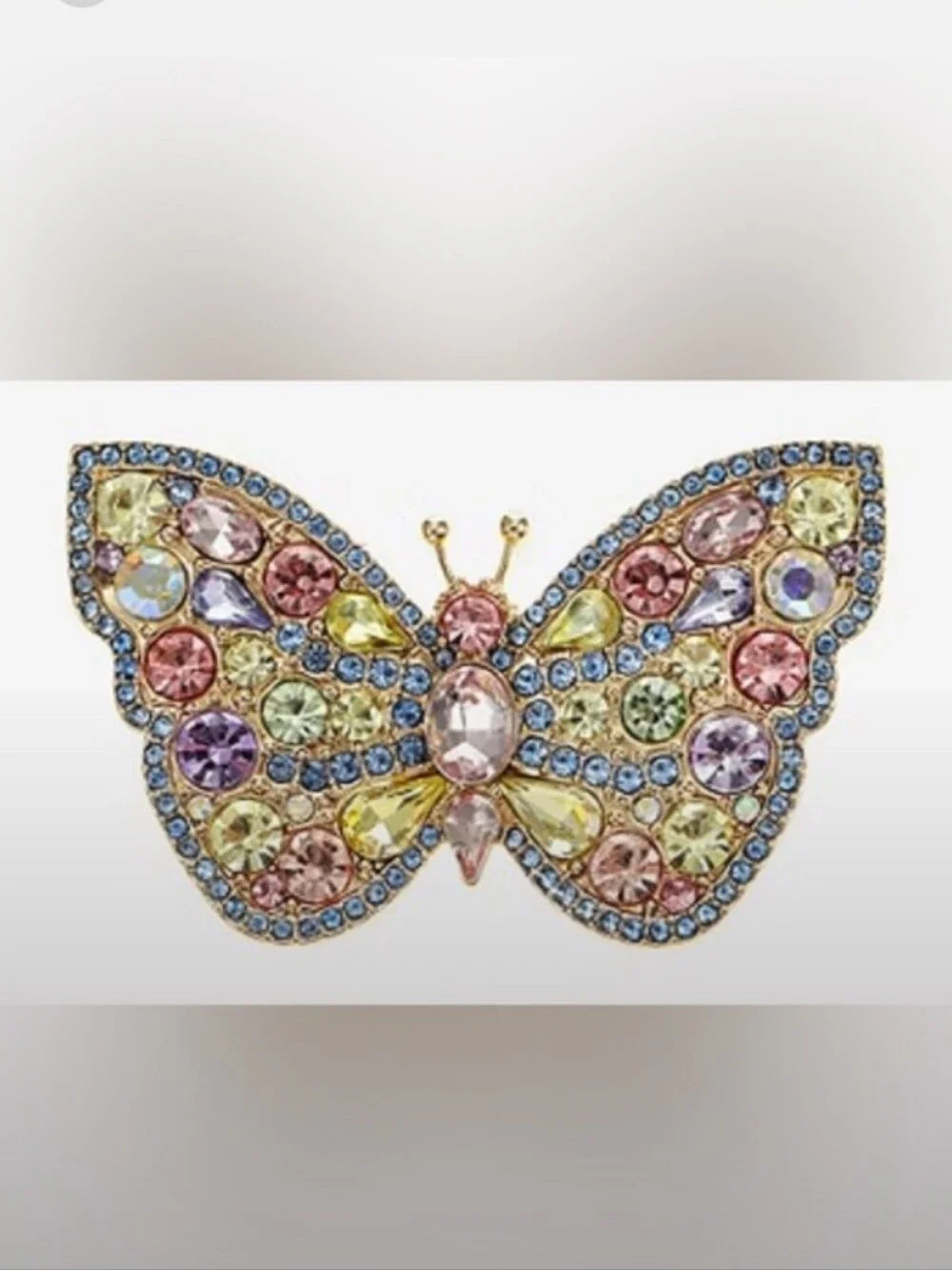Monet-Rhinestone Bling  Butterfly 🦋 Brooch (Multicolor 🩷🩵) - Picture 2 of 5